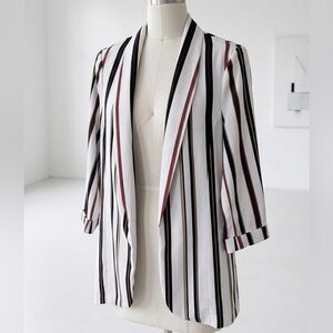 Dynamite| Multicolour White Brown Black Striped 3/4 Sleeve Blazer Sz S